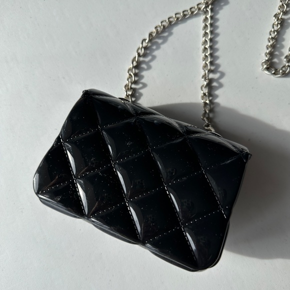 Barbie Glossy Black Mini JELLY Chain Crossbody Bag Purse - Picture 4 of 9